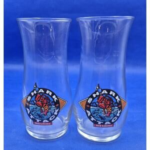 Two Red Lobster Shark Attack 7" Hurricane Glasses 18oz Capacity